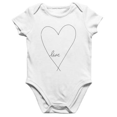 Imagem de Body Bebê Algodão Live Coração - Foca na Moda, Branco, P