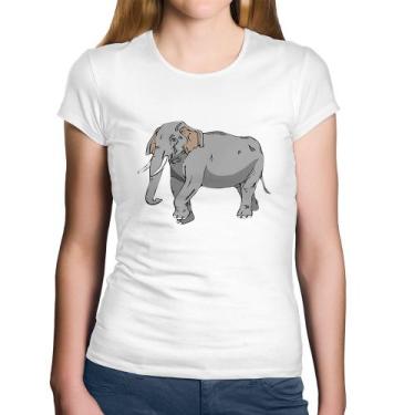 Imagem de Baby Look Algodão Elefante Ilustração - Foca na Moda, Branco, GG