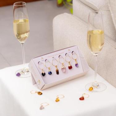 Imagem de Kit Marcador de Taças Cristais Rolados - Dourado - Patuá