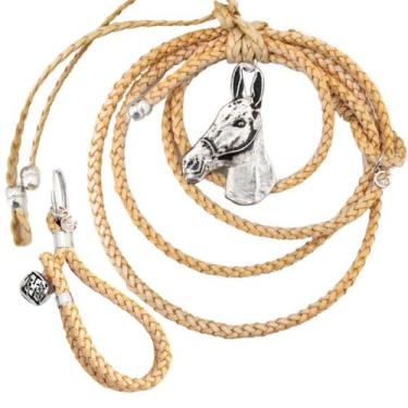 Imagem de Laço Adorno de Couro Trançado P/ Retrovisor Jumento Country Bege+ Chav