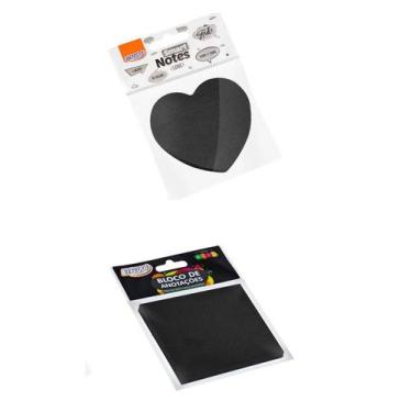 Imagem de Bloco Adesivo de Anotações Preto 50 Fohas BRW - Unidade/Kit  Recados  