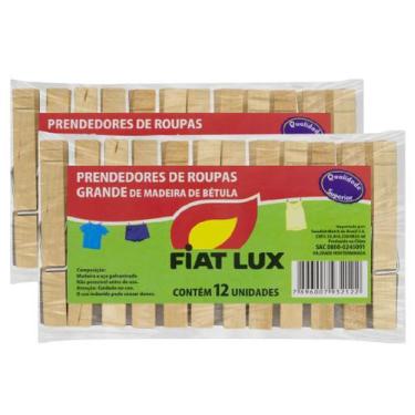 Imagem de Kit 2 Prendedor De Roupa Fiat Lux Madeira Com 12un Cada