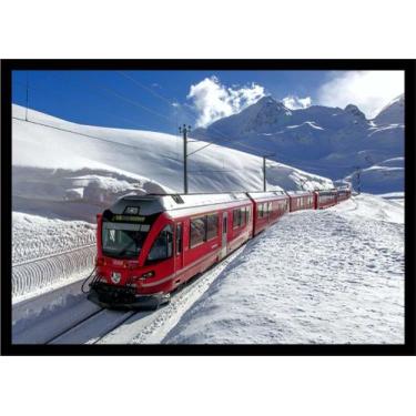Imagem de Quadro Decorativo Trem Locomotiva Máquinas Paisagem Salas Quartos Escr