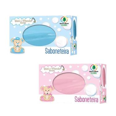 Imagem de Saboneteira Bebê Infantil Rosa Azul Menina Menino Portatil Casa Viagem