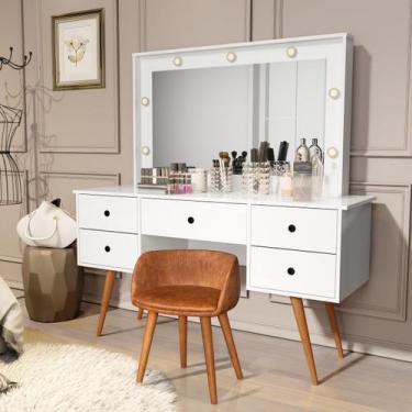 Imagem de Penteadeira Camarim Bancada Maquiagem Banqueta material sintético Core