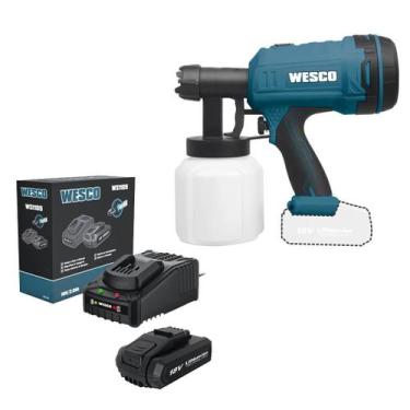 Imagem de Pistola Pintura 18v a Bat Ws2342.9 Wesco + Carreg e 1Bat 2Ah