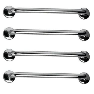 Imagem de Barra de Apoio 60cm Inox Kit 4 Unidades Banheiro Acessibilidade Idoso 