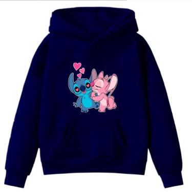 Imagem de Moletom Infantil Sti-tch Casal Desenho Infância Bolso Canguru Capuz - 