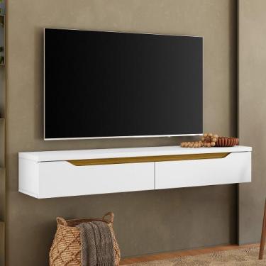 Imagem de Rack Suspenso Uno P/ Tvs Até 50 Polegadas 135cm 2 Portas Branco/Cedro 