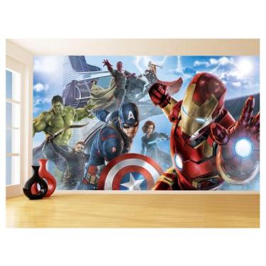 Imagem de Papel De Parede Heróis Vingadores Equipe Céu 3,5M Nhma277 - Você Decor