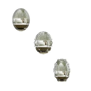 Imagem de Kit Mini Espelhos Decorativos venezianos Pegui Liguria 3 pçs - CREATUS