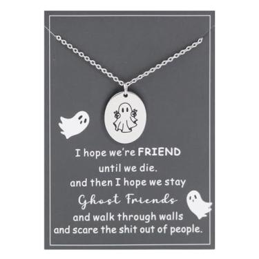 Imagem de Ankiyabe Colar de fantasma de melhor amigo com cartão I Hope We're Friends Until We Die Presente de Amizade Engraçado para Bestie BFF Sister, standard, Aço inoxidável, Sem Pedra Preciosa