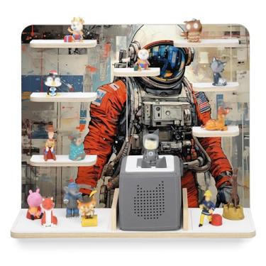 Imagem de stadtecken Prateleira de madeira para caixa de música I adequada para Toniebox e ca. 50 tonies I armazenamento perfeito no quarto das crianças I para montar ou pendurar (grande, astronauta)