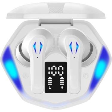 Imagem de Fone de Ouvido Bluetooth Fone Sem Fio Gamer Fone Esportivo com Microfone Cancelamento de Ruido Ativo Tela LED RS-29 (branco)
