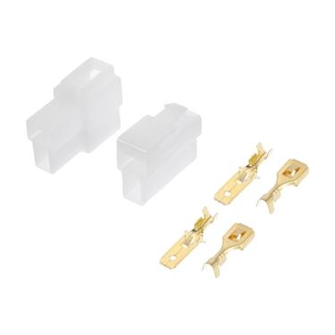 Imagem de A ABSOPRO Kits de plugue de conector de fio elétrico de carro de 2 pinos à prova d'água série 6.3 macho fêmea alojamento terminal de cabo plástico cobre branco
