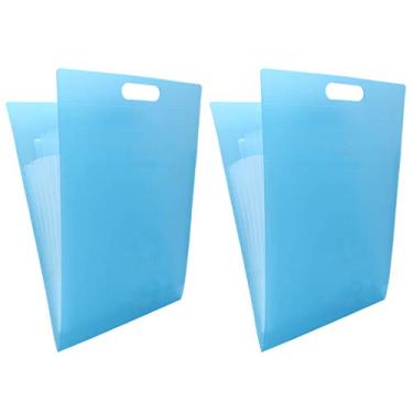 Imagem de GUKBIAY Pasta expansível para arquivos, organizador de documentos, acordeão, vertical, pacote com 2 pastas de arquivo de plástico tamanho carta A4 com 6 bolsos (azul)