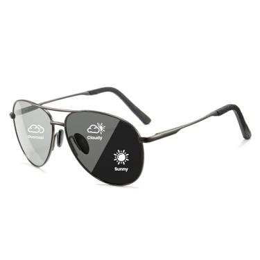 Imagem de Cyxus Óculos de sol aviador para homens, polarizado, proteção UV400, óculos de sol piloto militar, modernos para dirigir e caminhar 1489, Óculos de sol 07 fotocromáticos aviador armação de metal,