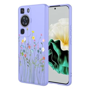 Imagem de HTXWXJC Capa de telefone para Huawei P60 Pro, Huawei P60 MNA-AL00 LNA-AL00 Capa à prova de choque flexível bumper TPU capa macia padrão flor capa de telefone para Huawei P60 Pro flor roxa