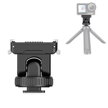 Imagem de FotStdio Cold Shoe Gimbal Base de liberação rápida para DJI Osmo Action 5 Pro/adaptador de montagem 4/3, inclinação de 150° ajustável, acessórios de câmera de ação de rosca de 1/10.2 cm