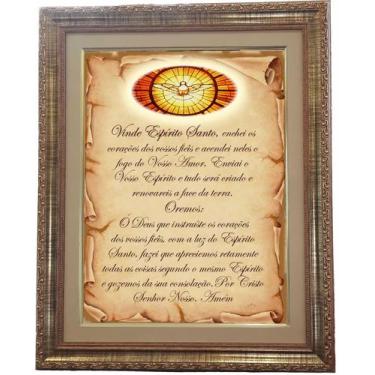 Imagem de Quadro decorativo e religioso do Espírito Santo com oração, modelo 06,