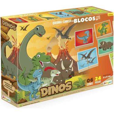 Imagem de Quebra-Cabeça em Blocos Dinossauros Cognitivo e Criatividade