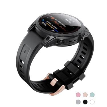 Imagem de OUTVI Pulseira de relógio de 20 mm para Garmin fenix 5s fenix 6s fenix 7s pro de silicone macio com fivela ouro rosa ajuste rápido, 20 pulseiras de substituição para garmin epix pro gen 2 pulseira