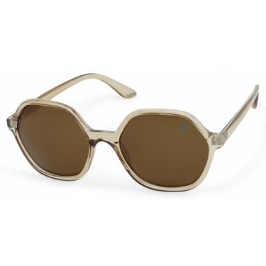Imagem de Óculos de Sol Polo London Club, design redondo Oversized Lente Proteção UV400 - Kit contém Case Couro ECO (Marrom)