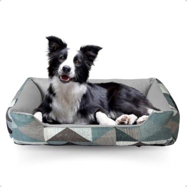 Imagem de Cama P/Cachorro Gato Caminha Pet 70x50 100% Lavável+ Osso Pelúcia (Triângulo Cinza)