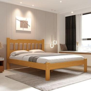 Imagem de Cama Perola Queen 160 Madeira Maciça Reforçada Mel Nemargi
