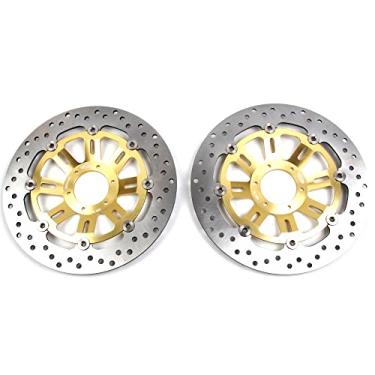 Imagem de 1 par de discos de freio dianteiros flutuantes compatíveis com Honda CB1 400 1989-1990, CB400SB CB400 SUPER BOL D'OR SUPER FOUR 2005, CB400SF 2002-2004, CB600 Hornet 600 1998-1999, motocicleta dourada
