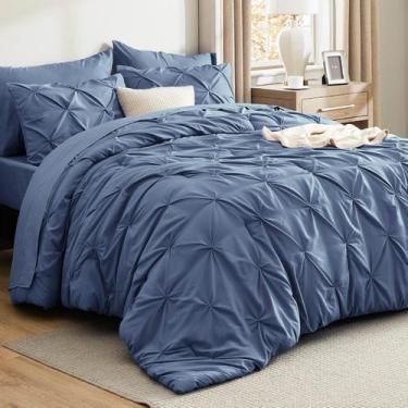 Imagem de Conjunto de Edredom Bedsure King Size - 7 Peças - Azul Sate