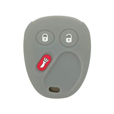 Imagem de SEGADEN Capa protetora de silicone com suporte de capa compatível com CHEVROLET GMC CADILLAC HUMMER SATURN PONTIAC 3 botões controle remoto chaveiro CV4610 cinza