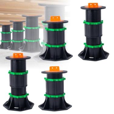 Imagem de YEUQWJ Pacote com 4 pernas de suporte de estrutura de cama de altura ajustável, pernas de suporte central da moldura da cama de 12,7 a 32 cm, pernas de suporte de estrutura de cama ajustáveis para