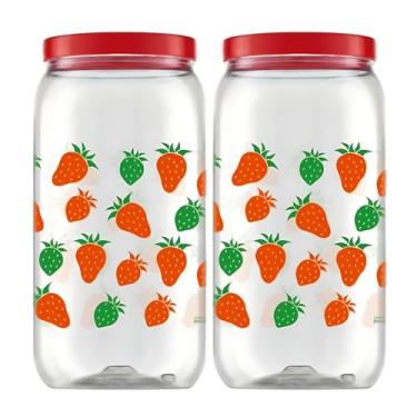 Imagem de Kit 2 Pote Mantimentos Grande Organizador Multiuso Tampa De Rosca 2,7 Litros (Morango)