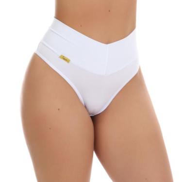 Imagem de Calcinha Cintura Alta Modeladora Tanga Fio Dental Duplo Cós Alto Linge