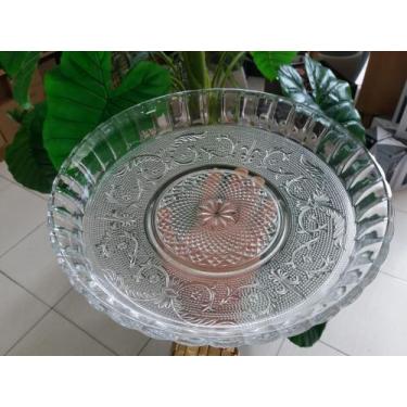 Imagem de Fruteira com pé em vidro lapidado, 33 cm de diâmetro - INGA