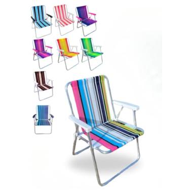 Imagem de Cadeira de Praia Alta em Alumínio Resistência e Conforto para você Suporta Até 120kg(Sortida)