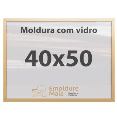 Imagem de Moldura 40x50 Dourado Com Vidro, para Quadros Decorativo para sala, quarto, escritório, poster, casa, fotos, Certificados, Diplomas, Alvara Porta Retrato.