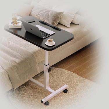 Imagem de Mesa de cama, mesa de cama com rodas de altura ajustável, mesa de pé móvel, bandeja de mesa para cama de hospital para escritório, casa, medicina e escola
