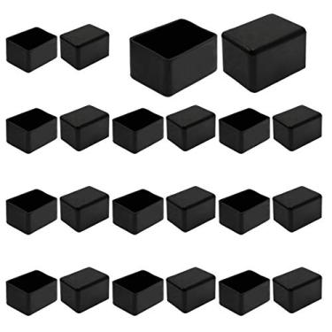 Imagem de Bonés de cadeira retangulares Seimneire, 20 peças, preto, antiderrapante, protetores de pé para cadeira, almofadas de borracha PVC, capas para móveis, 5 x 2,5 cm