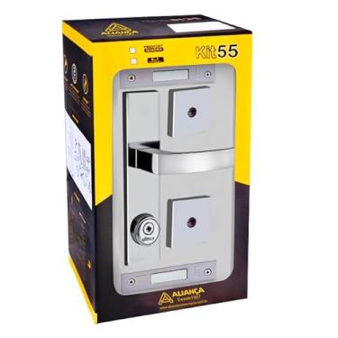 Imagem de fechadura tetra quadratta curva 3x1 espelho 55mm cromado alianca