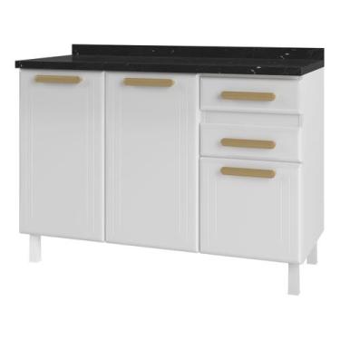 Imagem de Balcão de Cozinha Telasul Aço 3 Portas 2 Gavetas Ágata, Branco