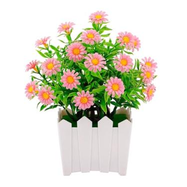 Imagem de Segreto Flores artificiais, vasos de plantas falsas, flores em vaso, plantação de girassol falso para arranjos de casamento, decoração de casa, escritório, banheiro, decoração de mesa de jantar