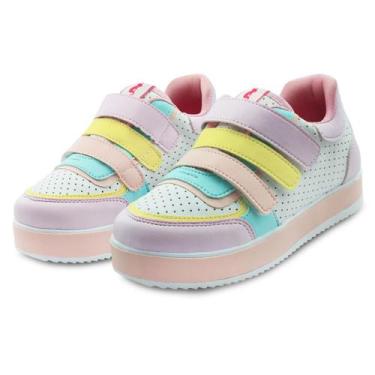 Imagem de Tênis Infantil Gatatuya Colors Menina Lilás/Amarelo/Rosa, 33, Branco, 