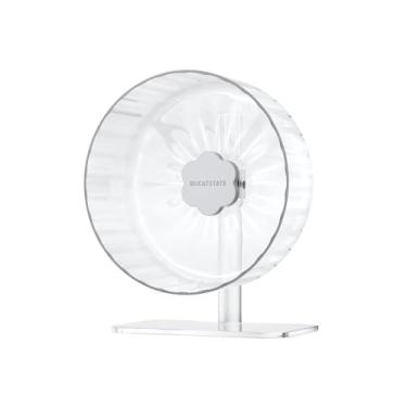 Imagem de BUCATSTATE Roda de exercício para hamster de 20,8 cm, rodas de corrida supersilenciosas atualizadas com base ajustável e rolamento de teto enferrujado para ratos anões sírios gerbils