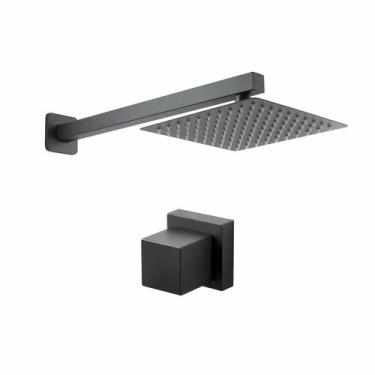 Imagem de Chuveiro Piscina 20x20 Inox Preto C/ 1 Acabamentos Metal - Só Acabamen