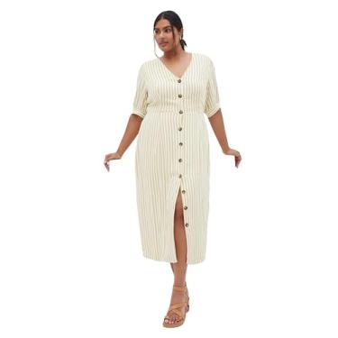 Imagem de City Chic Vestido feminino plus size - midi listrado Charli, Listras marfim, 54