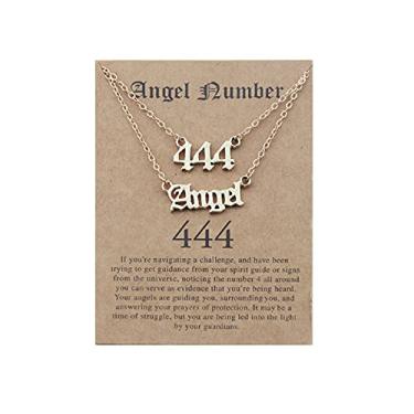 Imagem de COLORFUL BLING Colar com pingente de número de anjo multicamadas, colar em Y, cartão de desejos 000 1111 111 222 333 444 555 666 777 888 999 Numerologia Lucky BFF Joia de amizade para mulheres e