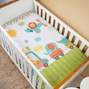 Imagem de Edredom Berço Americano para Bebê Menino Sublimado - Carinha de Anjo, 