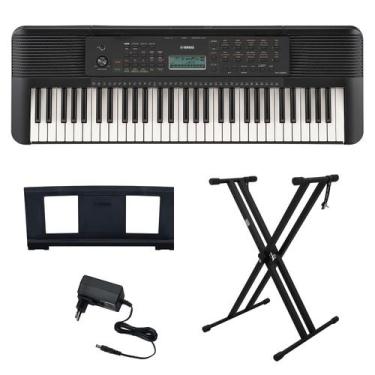 Imagem de Kit Teclado Arranjador 61 Teclas PSR E283 com Fonte Bivolt Yamaha e Su
